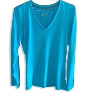 {NIKE} long sleeve v-neck DRI-FIT top